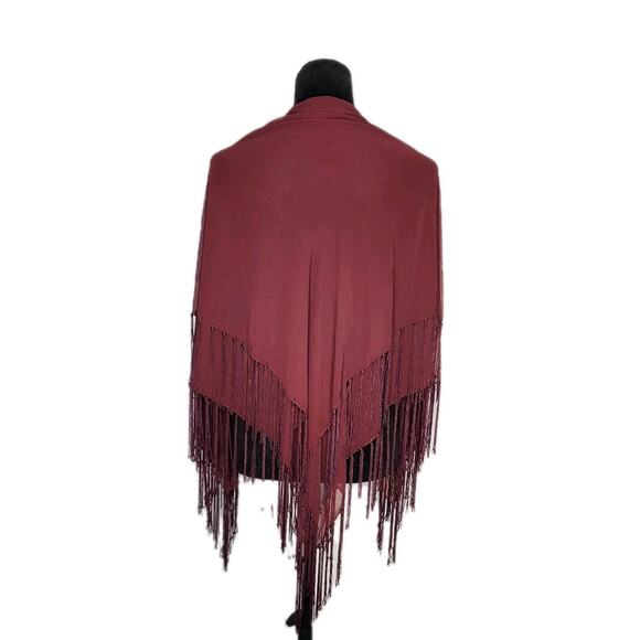 Collection XIIX ltd Vintage Large Square Maroon Chiffon Scarf w/ Fringe 41 in - Picture 1 of 4